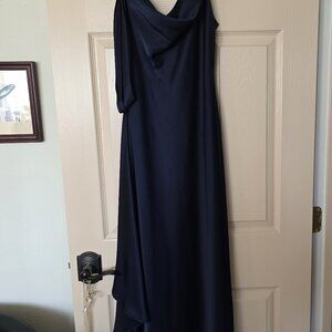 Once worn Size 6 Lauren satin gown royal blue